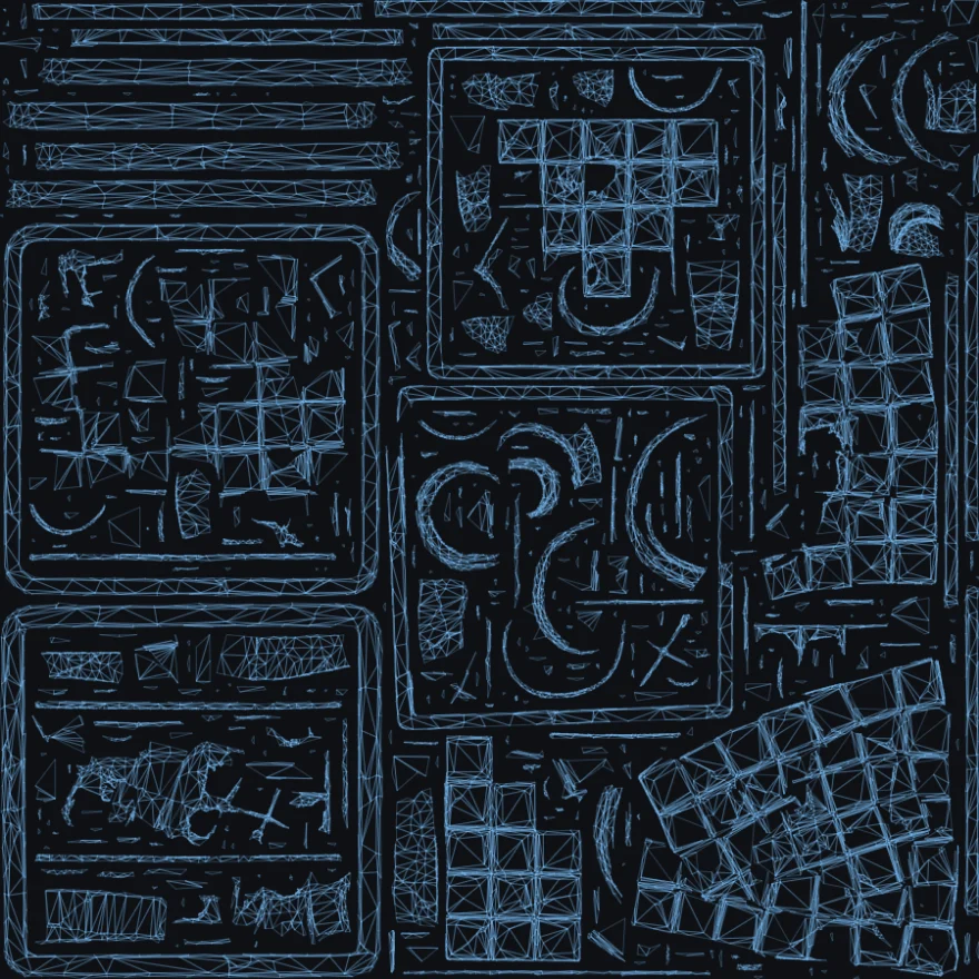 The new UV layout — large, coherent charts packed tightly into the atlas