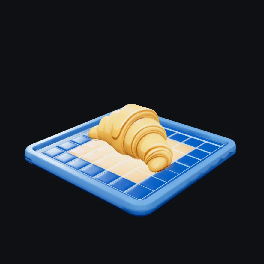 The original Meshy AI croissant model, rendered