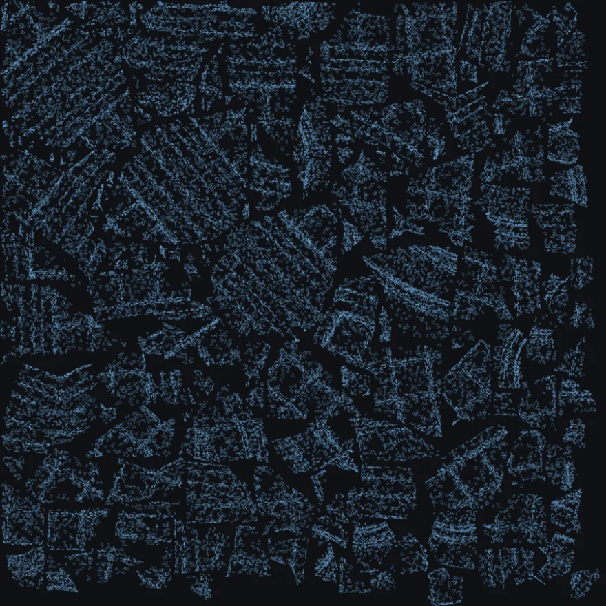 The original UV layout from Meshy AI — thousands of tiny scattered islands covering the map