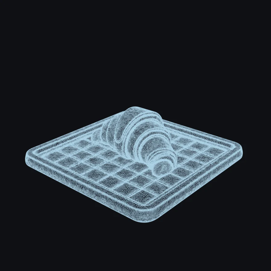 Wireframe of the source model, so dense the triangles read as a solid mass